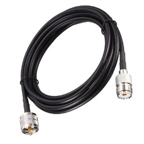 Rebower RG58 Coaxial Cables UHF (PL259) Male to UHF (SO239) Female, [for Antenna Radio Transceiver] - 16Feet / 50 Ohm/Black/ 1Pcs