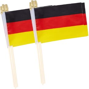 Lebei German Flag Mini Small Germany Handheld Stick Flags 4x6 Inch 12 Pack