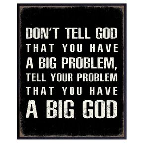 Religious Saying Wall Art - masculine Christianity - Christian Gifts for Men - Faith Wall Decor - Jesus God Motivational poster - Living room Home Office Man cave - spiritual Inspirational Home Decor