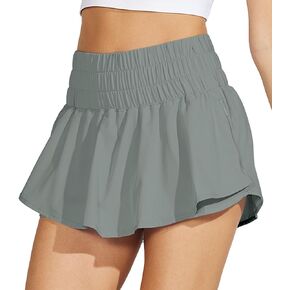 Willit Women's Athletic Skort Shorts High Waisted Flowy Ruffle Skirt Skorts Workout Running Tennis Shorts Zip Pocket
