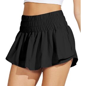 Willit Women's Athletic Skort Shorts High Waisted Flowy Ruffle Skirt Skorts Workout Running Tennis Shorts Zip Pocket