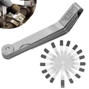 Bedalio A309 Offset Feeler Gauge Set, 16-Blades Valve Tappet Gauge/Feeler Blade with Steel Handle (0.005" to 0.020")