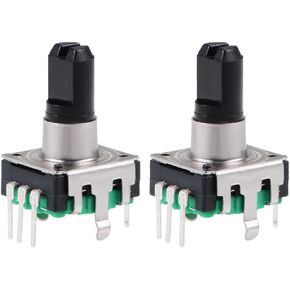 uxcell 360 Degree Rotary Encoder Code Switch Digital Potentiometer 5 Pins 14.3mm D-Shaft Green 2pcs