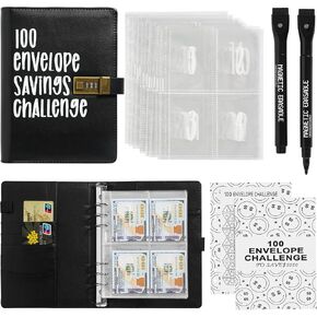 Envelopes Money Saving Challenge, Budget Binder Savings Challenge Book with Coded Lock(Black) in Saudi Arabia