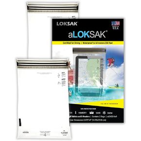 LOKSAK - aLOKSAK Waterproof Cellphone Dry Bags - Airtight Underwater Phone Pouch - Touch Screen Compatible - Diving Certified - 2 Pack- 6in x 9in
