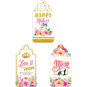 105PCS Mother's Day Gift Tags Mother's Day HangTags with String Mother’s Day Watercolor Gift Tag Stickers Labels for Envelope Seal Cards Boxes Gift Wrap Mother's Day Favors Decorations