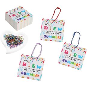odeeoqcc 100pcs Bubble Party Favor Tags Bubbles Wand Tag End of Summer Vacation Tags Fun Gift Tag Idea For School Year Summertime