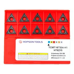 Hopson Tools Carbide Turning Inserts TCMT32.51 Tcmt16t304-PF for Finishing Cutting Steel, TCMT for Lathe Turning Tools, 10 PCS.