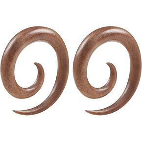 BIG GAUGES Pair of Sawo Wood Spiral Coil Taper Piercing Jewelry Ear Plugs Stretching Expander Earring Stretcher Lobe