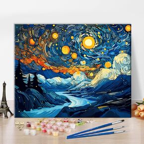 TUMOVO Forest Paint by Number for Adults Beginner, Forest with Mist DIY Painting by Numbers Kits for Kids Abstract Landscape Paint Kits Canvas Gifts Arts Crafts for Home Living Room Decor 16"x20"