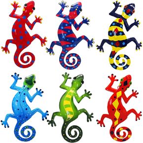 Juegoal 6 Pack Metal Gecko Wall Art Decor Inspirational Sculpture Hang Indoor Outdoor for Home Bedroom Living Room Office Garden, 9 Inches in Saudi Arabia