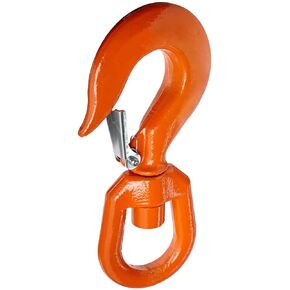 Indusco 47400956 Drop Forged Alloy Steel Swivel Eye Hook with Latch, 7 Ton Working Load Limit