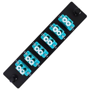 GESD 12 Duplex 24 Core LC Adapters OM3 Fiber Patch Panel LGX Footprint Loaded 24 Fiber Ports Couplers Enclosure - LC UPC Blue Compatible with Multimode SingleMode |1.25G/10GB OM1-OM3