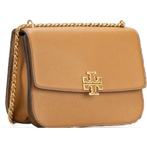 حقيبة كتف نسائية من Tory Burch 138724 Britten Tiramisu Tan مع أجزاء ذهبية من الجلد قابلة للتعديل in Kuwait