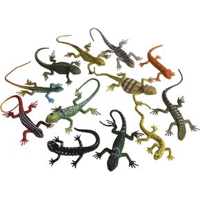 NAKIMO Plastic Lizard Toys Artificial Model Reptile Realistic Rubber Lizard Animal Figures for Halloween Party Decoration, Practical Joke and Educational Toys, 12Pcs