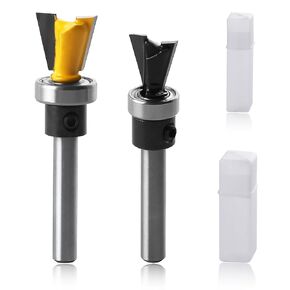 2PCS Dovetail Router Bits 1/4 Inch Shank Dovetail Joint Router Bit Set 1/2 and 5/8 Inch Cutting Diameter Carbide Dovetail Joint Router Bit with Bearing Woodworking for Furniture Building