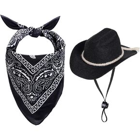 choyaxo Dog Cowboy Hat Dog Cowboy Costume for Small Pet Dogs Cat Cowboy Hat with Bandana Scarf Set Party Accessories (Brown)
