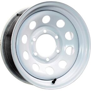 15" White Mod Trailer Wheel 6 Lug (6x5.5) Bolt Circle
