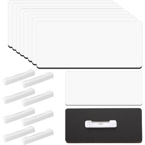 8 Pcs Sublimation Name Tag Name Tag Blank with Round Corners Pin Backing DIY Blank ID Name Badge Name Tag Badge for School Office(1.5 x 3 inch)