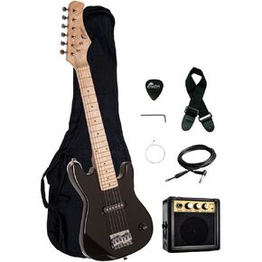 حزمة جيتار كهربائي Raptor EP3 مقاس 30 بوصة للأطفال مقاس 1/2 مع أمبير محمول 3 وات وحقيبة أزعج وحزام وكابل ولقطات رابتور - أسود in Kuwait