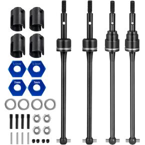 JGGZONE Spring Steel Front Rear Drive Shaft CVD Driveshaft Compatible with 1/10 Traxxas Slash Rustler Stampede Hoss VXL 4X4 2WD RC Car