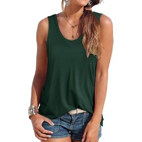 Smile Fish Women Scoop Neck Flowy Loose Fit Tank Top Sleeveless Summer Tops Shirts