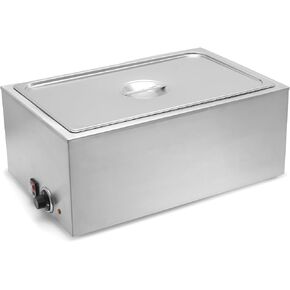 طاولة بخار لتسخين الطعام من الفولاذ المقاوم للصدأ من الدرجة التجارية SYBO من الفولاذ المقاوم للصدأ Bain Marie لتقديم الطعام والمطاعم، جيدة لخوادم البوفيه وتدفئة الحفلات، 3 أقسام مع صنبور، فضي in Kuwait