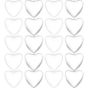 PATIKIL Transparent Glass Cabochons, 20Pcs 35x32mm Heart Shaped Glass Dome Tiles for Photo Pendant Jewelry Making, Clear