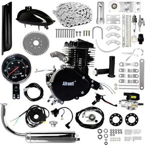 Afranti Bicycle Motor Kit 80cc, Motorized Bicycle Engine Kit 2 Stroke Petrol Gas Motor Engine Kit Fits Most 26" or 28" Bikes with V-Frame