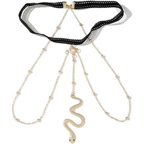 Snake Leg Chain, a Stylish and Elastic Lace Accessory Adorned with Beads, Perfect for Summer Beach Bikinis, Adding a Sexy Touch to Women and Girls' Body Adornment.