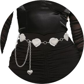 Vaquty Metal Waist Chain Gold Rhinestone Heart Belly Chain Belt Adjustable Pendant Body Chains Jewelry Accessories for Women and Girls