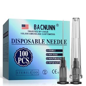 21 Gauge 1 Inch: 100 PCS Sterile Disposable Luer Lock - Individually Sealed Packages (21G)