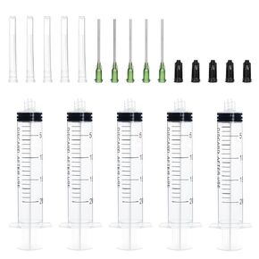 SANANTS 60ml Sterilization Packing Syringe with 14Ga 1.5 Inch Blunt Tip Dispensing Needles and Storage Caps and Needle Caps for Engineered Fluid，Glue Applicator and Refilling (Pack of 4)