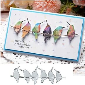 Row of Singing Hummingbirds Metal Die Cuts for Card Making,Spring Bird Card Cutting Dies Cut Stencils DIY Scrapbooking Album Decorative Embossing Paper Card Embossing Craft