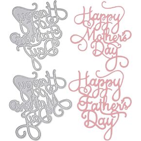OOTSR 2PCS Metal Cutting Dies, Happy Mother's Day and Happy Father's Day Die Cuts for Card Making/Paper Crafting/Scrapbooking/Embossing/Photo Album Decor/DIY Craft/Gift