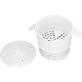 Foldable Electric Hot Pot, 1.2L Food Grade Silicone Cookerware Boiling Water Steamer Travel Foldable Electric Pot for Camping (US Plug 110V)