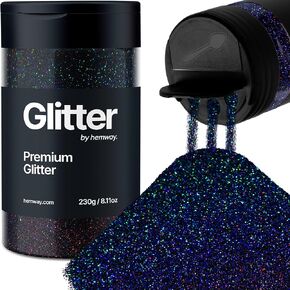 Ultra Fine Glitter Holographic Black 200g/7.05oz Face Nail Art Tumblers Cards Body Face Paint Eye Resin Festival Accessories Candles Beard Decoration Halloween 1/128"