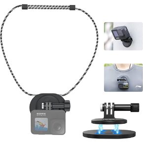 Kalofaye Magnetic Chest Mount with Neck Strap Mount + Magnetic Quick Release Tripod Mount for 12 11 10 Insta360 X3 Ace DJI Action Body Camera Sticks to Clothes
