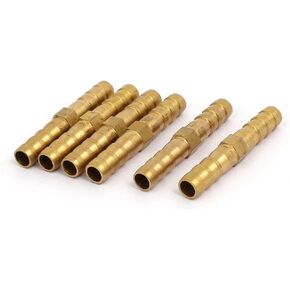 uxcell 6mm Dia Air Straight Hose Pipe Barb Coupler Connector Brass Tone 6pcs