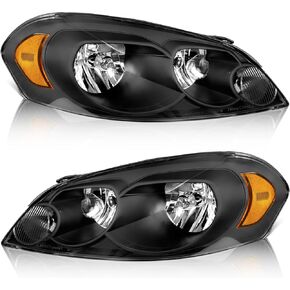WEELMOTO Headlights Assembly For 2006-2013 Chevy Impala, Headlight Assembly Pair Headlamp Replacement For 14-16 Chevy Impala Limited; 06-07 Chevy Monte Carlo, 06 07 08 09 10 11 12 13 Chrome Housing
