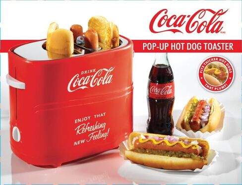 Nostalgia Coca-Cola Hot Dog Toaster - 2 Slot Bun Mini Tongs - Works with Chicken, Turkey, Veggie Links, Sausages and Brats - Coke Red in Saudi Arabia