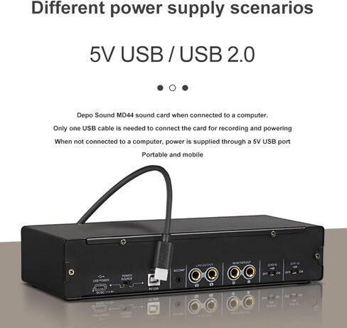 واجهة صوت Micfuns MA01 2-in/4-out USB 2.0 مع 4 مضخمات ميكروفون مع طاقة فانتوم 48 فولت - 24 بت/ 192 كيلو هرتز لتسجيل الموسيقى بالكمبيوتر in Kuwait