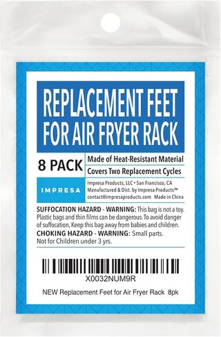 Impresa - Silicone Air Fryer Rubber Bumpers - 8 Pack - Protective Feet for Vortex, Cosori, and Other Compatible Brands - Prevents Tray and Basket Damage - Replacement Parts in Saudi Arabia
