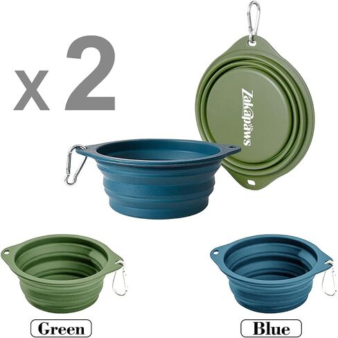 ZAKAPAWS Silicone Dog Travel Bowl, 2 Pack Collapsible Pet Bowl, Foldable No Plastic Rim Pet Feeding Bowls, No Spill Water Cup for Pet in Saudi Arabia