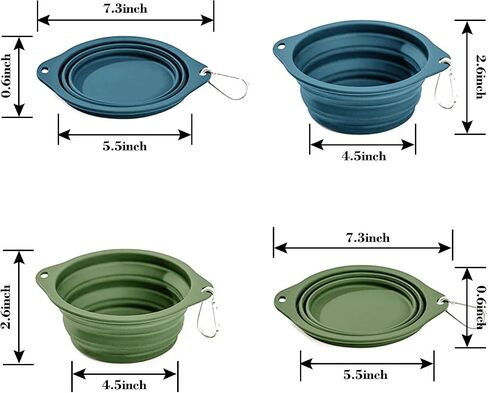 ZAKAPAWS Silicone Dog Travel Bowl, 2 Pack Collapsible Pet Bowl, Foldable No Plastic Rim Pet Feeding Bowls, No Spill Water Cup for Pet in Saudi Arabia