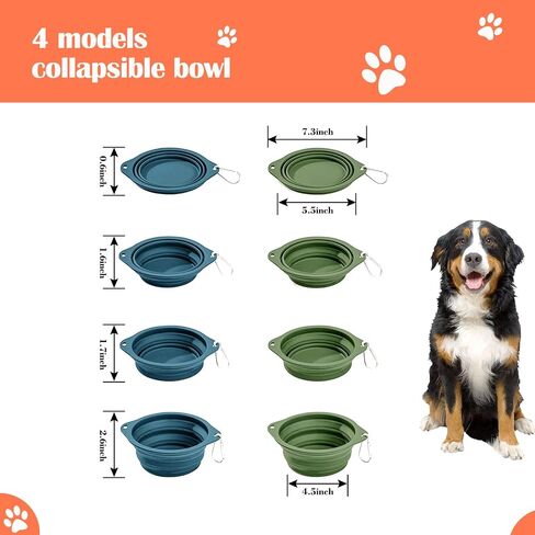 ZAKAPAWS Silicone Dog Travel Bowl, 2 Pack Collapsible Pet Bowl, Foldable No Plastic Rim Pet Feeding Bowls, No Spill Water Cup for Pet in Saudi Arabia