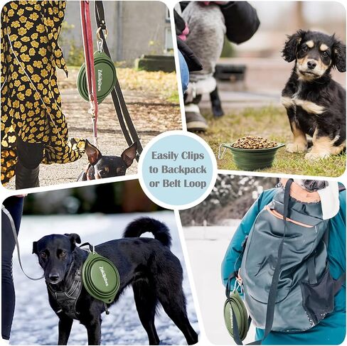 ZAKAPAWS Silicone Dog Travel Bowl, 2 Pack Collapsible Pet Bowl, Foldable No Plastic Rim Pet Feeding Bowls, No Spill Water Cup for Pet in Saudi Arabia