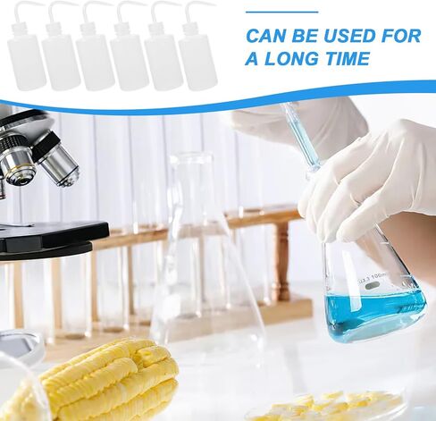 زجاجات ضغط POPETPOP للسوائل: زجاجات غسيل المعمل سعة 250 مل، زجاجة مياه بلاستيكية مع طرف فوهة وملصقات مقياس، زجاجة ضغط فارغة للمختبرات، 30 قطعة in Kuwait