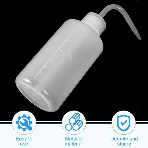زجاجات ضغط POPETPOP للسوائل: زجاجات غسيل المعمل سعة 250 مل، زجاجة مياه بلاستيكية مع طرف فوهة وملصقات مقياس، زجاجة ضغط فارغة للمختبرات، 30 قطعة in Kuwait