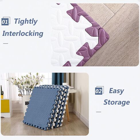 9 Tiles Interlocking Foam Mats 1in Thickness Foam Floor Mats for Home Gym, Fitness, Exercise Surface Protection EVA Foam Floor Padding with Border for Workout Equipment in Kuwait